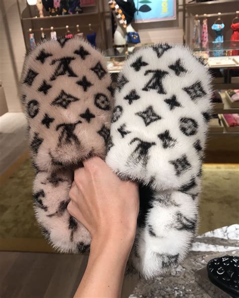 lv mink fur slides